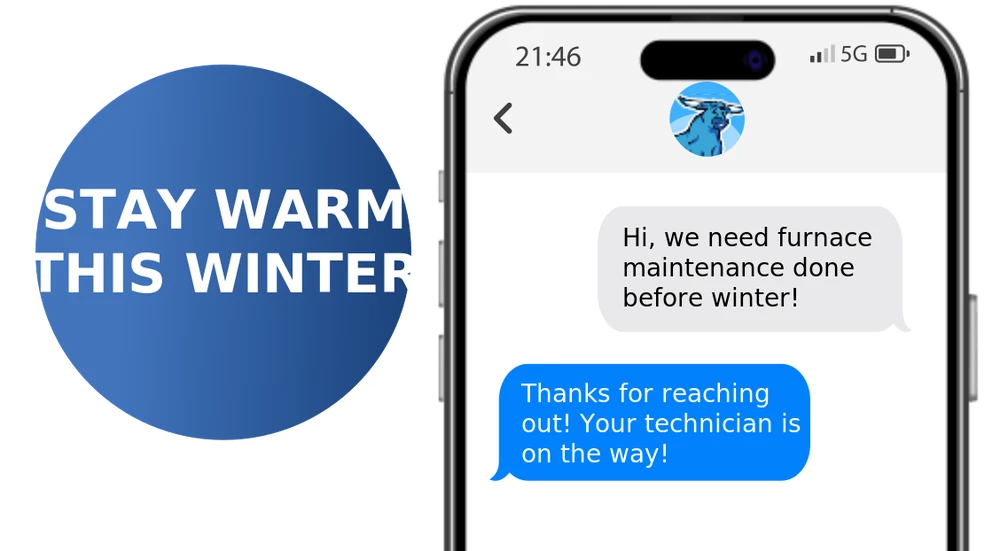 Blue Ox HVAC technician completing furnace maintenance in White Bear Lake